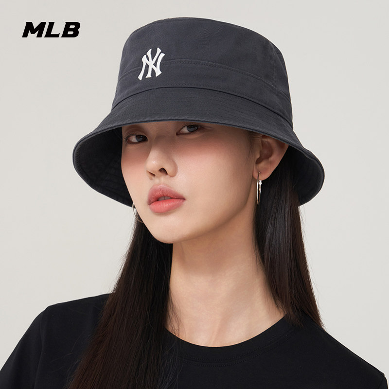 MLB官方男女同款情侣显脸小渔夫帽时尚百搭平顶遮阳帽春夏HTB03