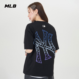 24夏季 新款 男女情侣渐变老花纯棉T恤圆领大logo短袖 MLB官方 TSM16