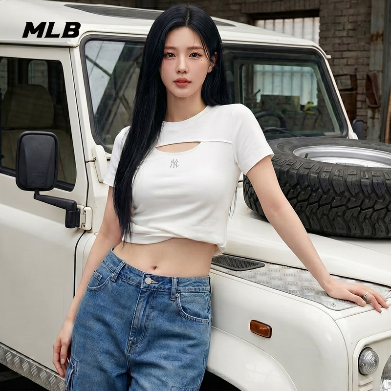 MLB官方女款潮流弹力吸睛镂空修身T恤短袖26春节新款时尚TSB71图片