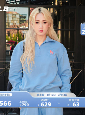 MLB官方男女纯色宽松加绒运动长袖卫衣休闲冬季MTB15/MTV01/HDE01