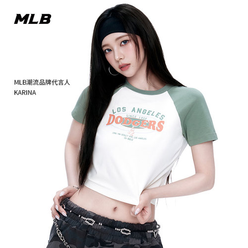 MLB官方女款复古胶片短款T恤