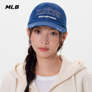 MLB官方男女情侣时尚 CPV21 百搭牛仔可调节软顶棒球帽25秋冬新款