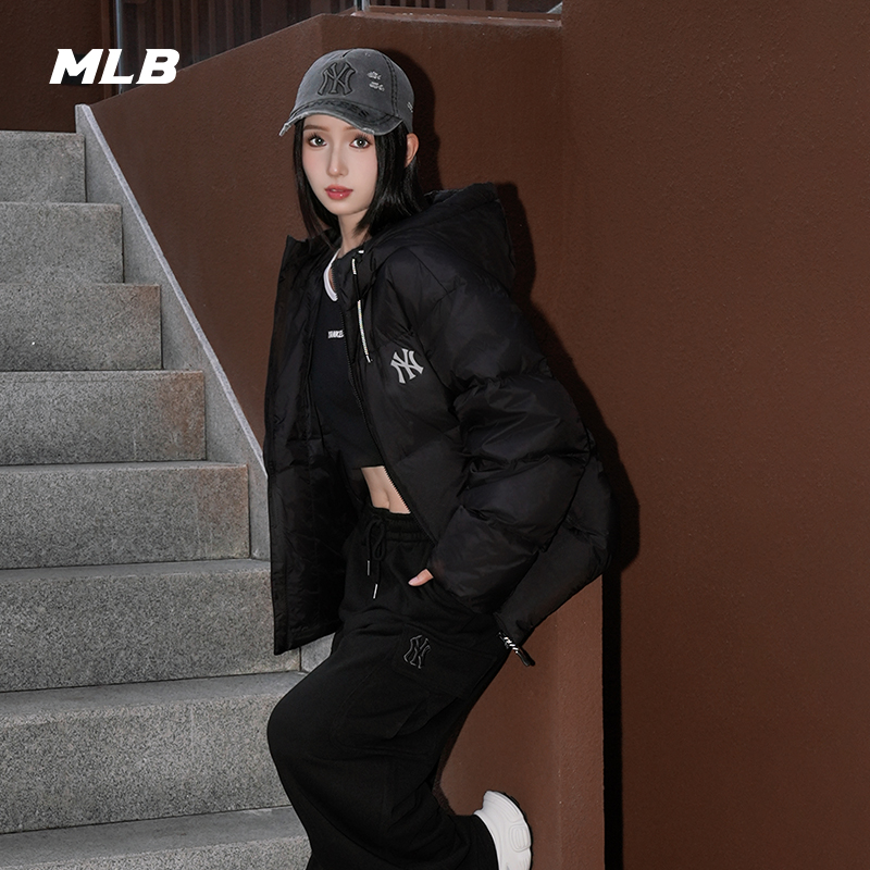MLB官方 男女情侣时尚百搭防泼水连帽鹅绒羽绒服25秋冬新款DJB40