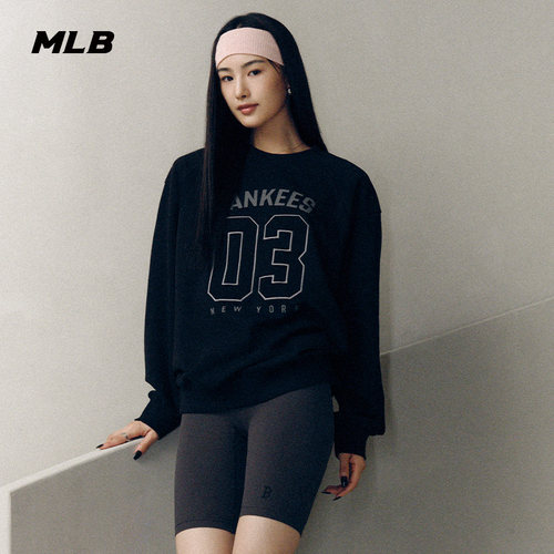 MLB官方 男女同款潮流时尚百搭复古学院风圆领套头卫衣春夏MTV02