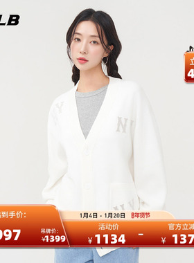 MLB官方 男女情侣经典时尚简约百搭针织开衫外套25春夏新款KCG01