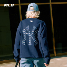 MLB官方 男女情侣圆领宽松长袖卫衣老花复古运动休闲春夏MTM04