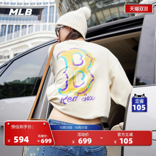 MLB官方 MTB32 男女情侣街头风涂鸦背标圆领套头卫衣25秋冬新款