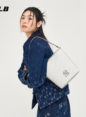 MLB官方 情侣暗纹老花水桶包明星同款时尚斜挎包秋冬BML02