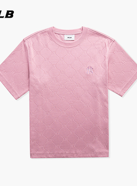 MLB官方 男女情侣休闲潮流T恤暗纹老花圆领短袖25秋季新款TSM01