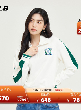 MLB官方 女款半拉链宽松卫衣撞色运动套头衫春夏MTV06