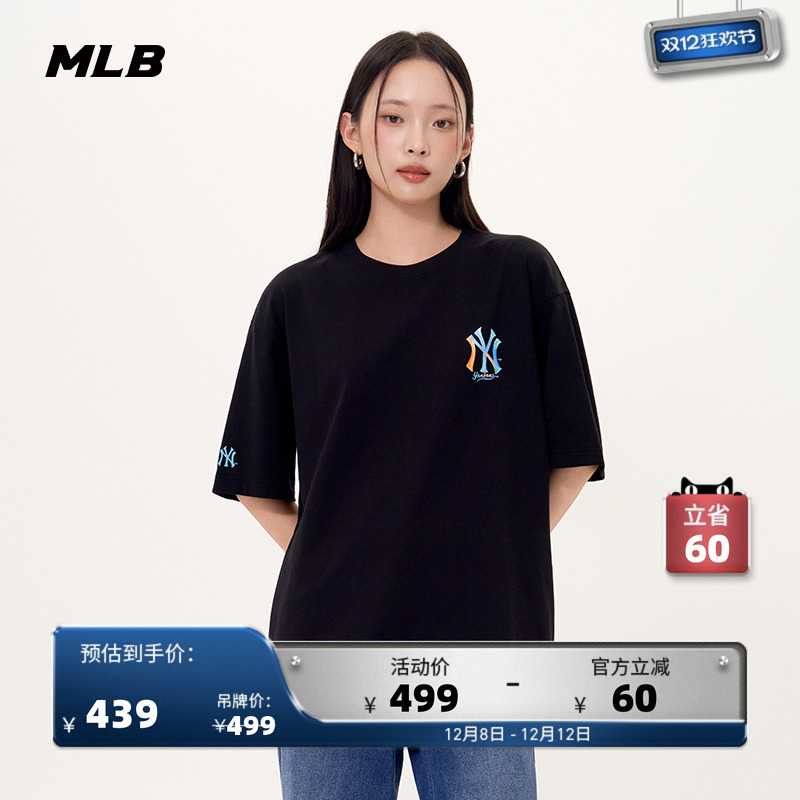 MLB男女情侣学院风休闲印花短袖