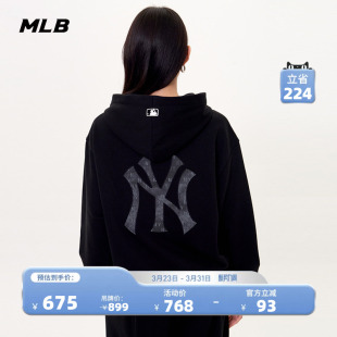 MLB官方男女情侣复古老花背标大LOGO连帽套头卫衣秋季 HDM04 新款