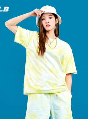 MLB官方 男女情侣扎染短裤时尚运动裤休闲套装潮夏季SPB03/TS400