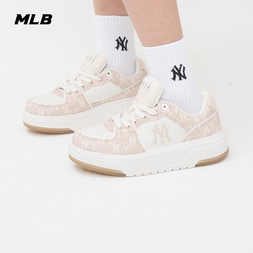 MLB官方 男女同款时尚老花厚底增高学长鞋休闲板鞋26夏季SXS01