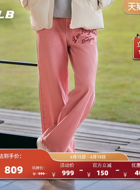 MLB官方 女款学院风牛仔长裤时尚休闲阔腿裤春夏DPV01