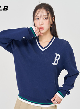 MLB官方男女情侣学院风百搭针织衫大LOGO休闲时尚春夏KPV01