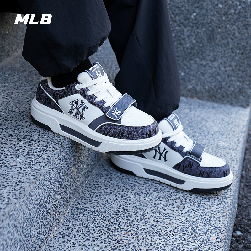 MLB官方男女情侣时尚板鞋厚底满印老花学长鞋25夏季新款SXP02