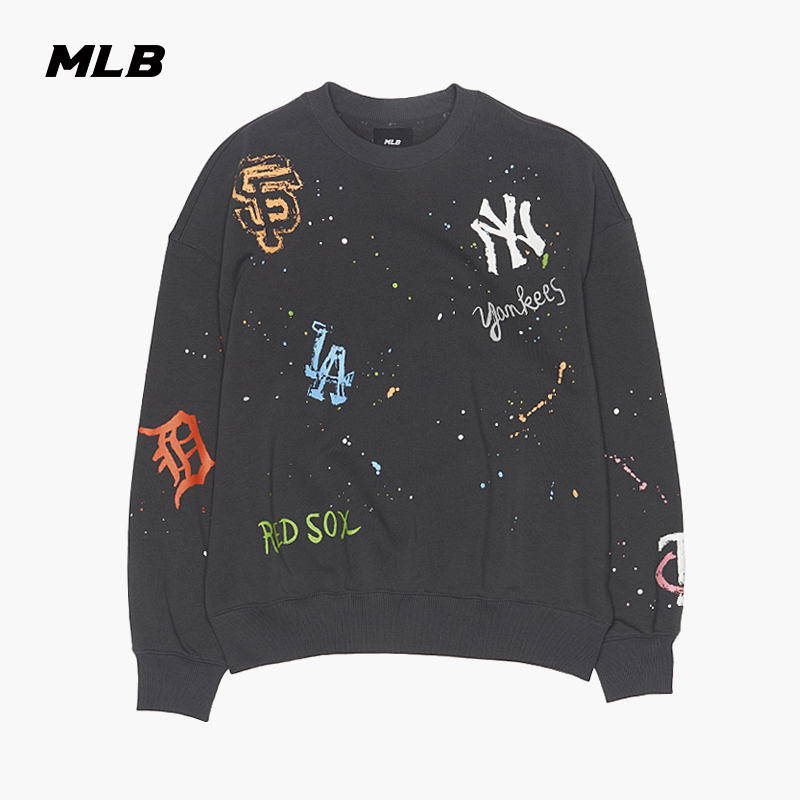 MLB官方 男女情侣时尚潮流涂鸦LOGO圆领套头卫衣25秋季新款MTG01