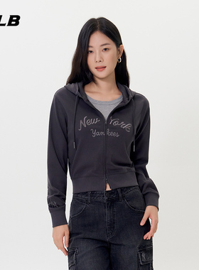 MLB官方女款复古双头拉链短款连帽卫衣外套25秋季新款TRB08/TRB03