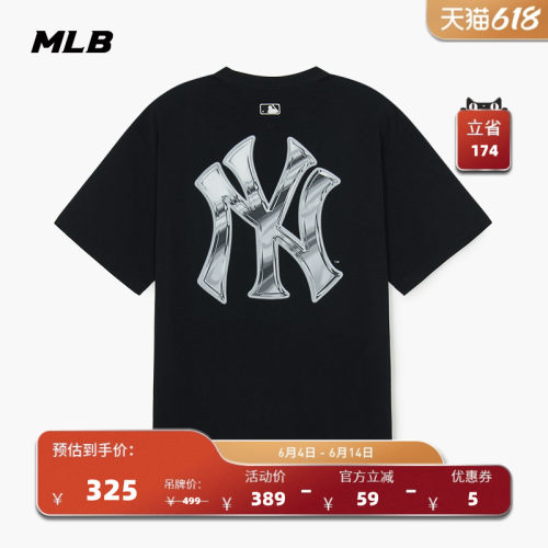 MLB男女情侣休闲印花短袖T恤