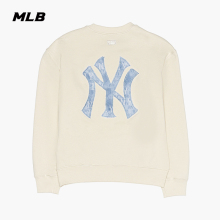 MLB官方男女情侣仿牛仔老花背标大LOGO圆领卫衣25秋季新款MTM07