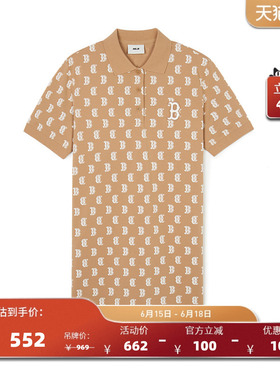 MLB官方 女款满印老花POLO领直筒运动连衣裙OPM01