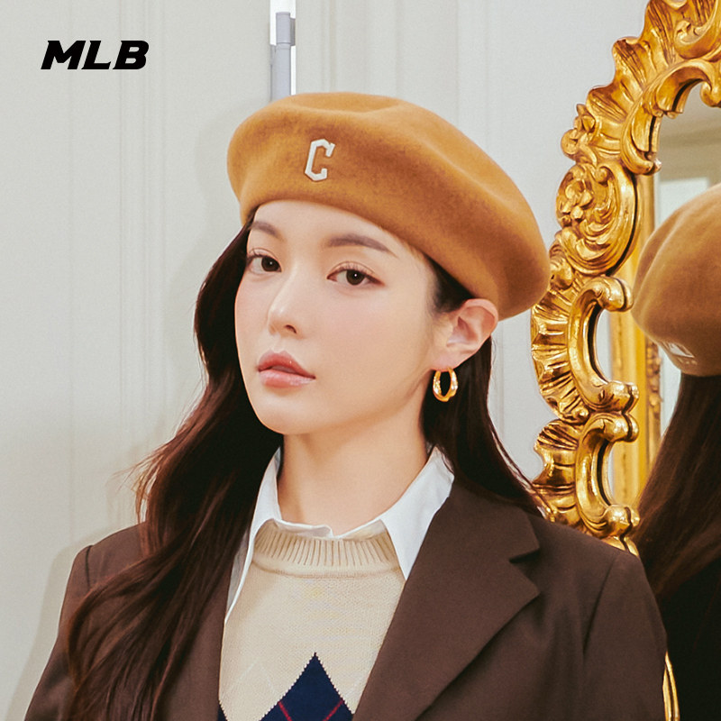 MLB官方 男女同款时尚潮流灯芯绒报童帽贝雷帽冬季CB002/CBB06
