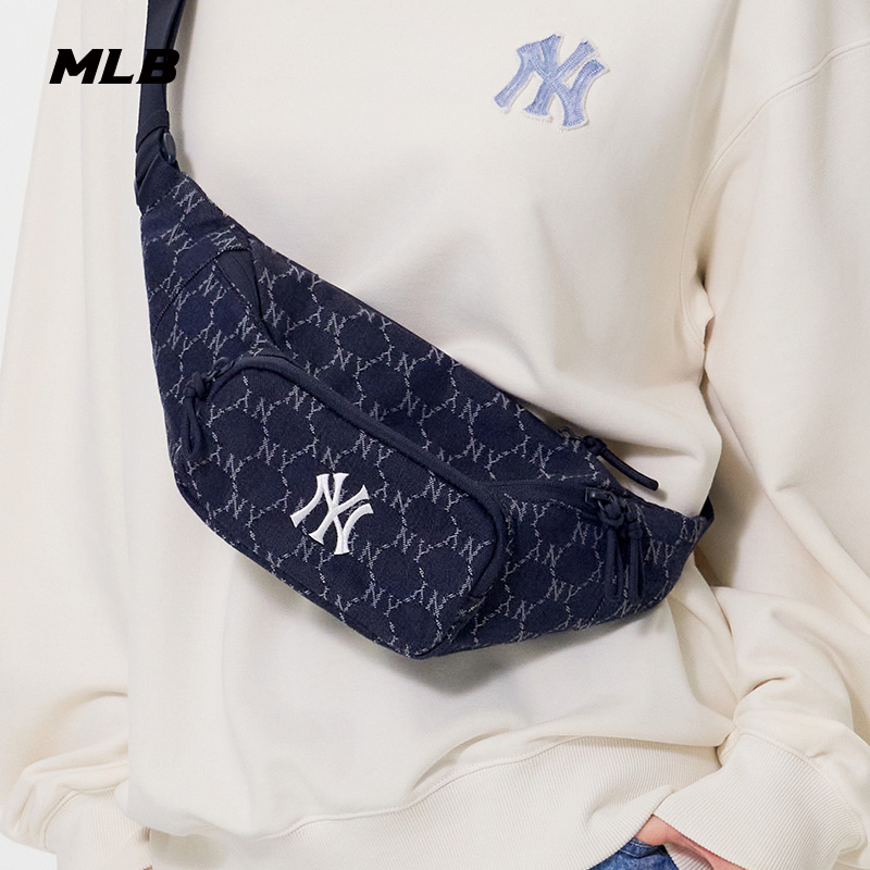 MLB官方 男女情侣时尚休闲可调节钻石老花腰包25秋冬新款HSMV4