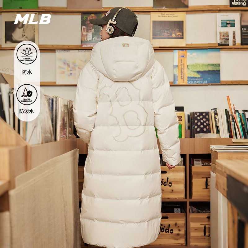 MLB官方 男女情侣防水防泼水连帽保暖长款羽绒服25秋冬新款DJB11