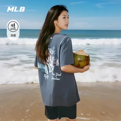 MLB男女情侣学院风圆领短袖T恤