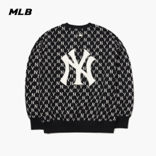 MLB官方 男女套头复古长袖卫衣运动休闲宽松老花圆领时尚MTM02
