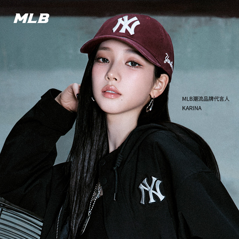 MLB官方KARINA同款男女韩系可调节刺绣软顶棒球帽25秋冬新款CPB24