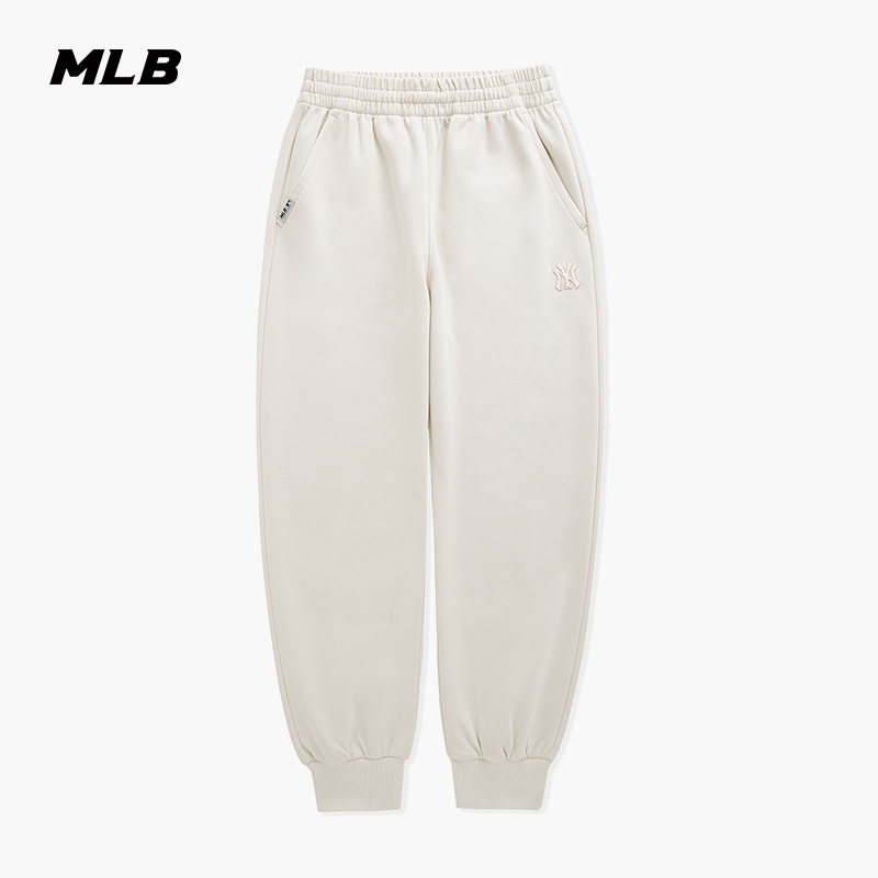 MLB官方男女情侣纯色百搭束脚裤双面针织休闲长裤25秋季新款PTB15