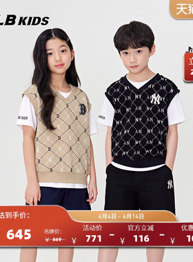 MLB官方男女童运动钻石老花图案背心套装三件套25春夏新款S1MD1