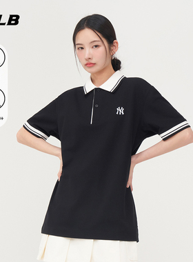 MLB官方 男女情侣凉感防晒polo衫时尚条纹边短袖25夏季新款PQB02