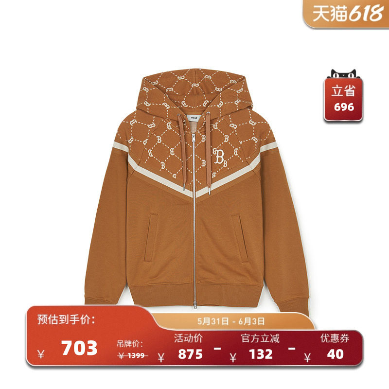 MLB官方情侣钻石老花时尚连帽外套小logo宽松复古春夏TRM01