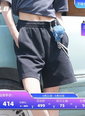 MLB官方 男女同款时尚百搭纯色小标休闲短裤26夏季新款潮流SPB01
