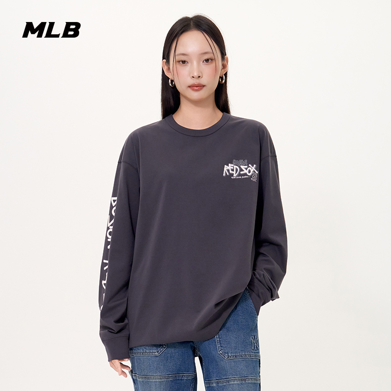 MLB官方 男女情侣防晒时尚潮流涂鸦宽松长袖T恤25秋季新款TSB10