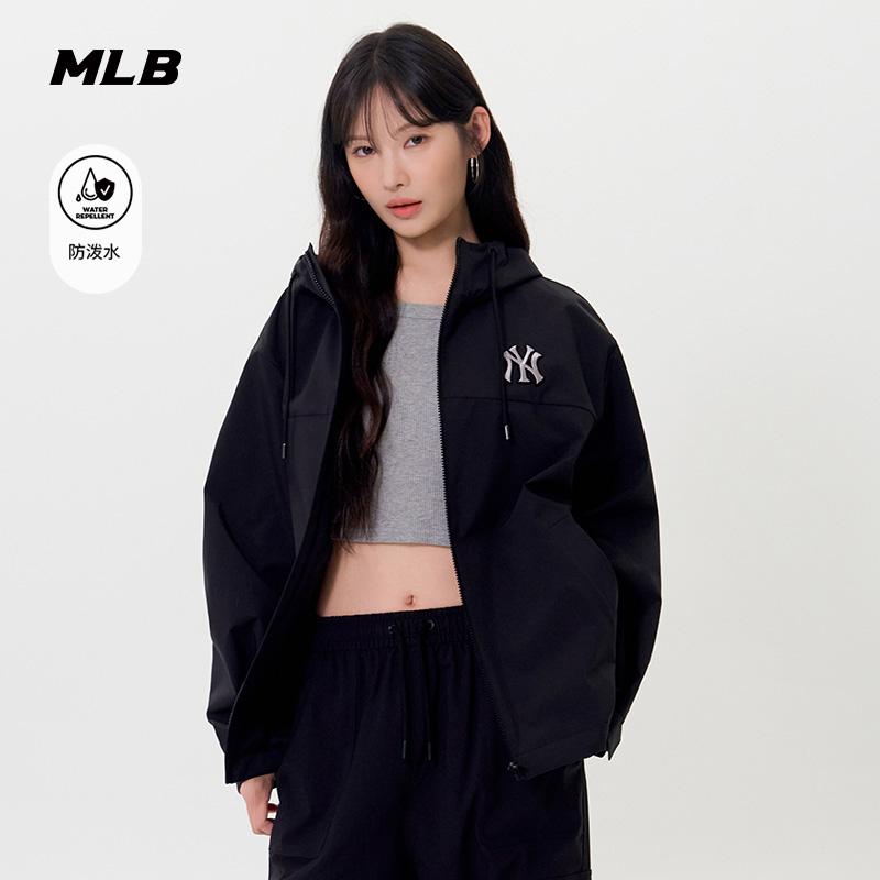 MLB官方 男女情侣大LOGO连帽防泼水夹克外套25秋季新款WJB80