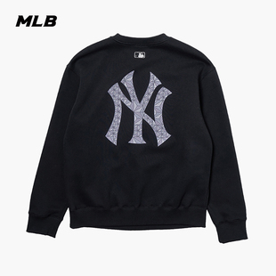 MLB官方 MTM09 男女情侣百搭休闲背标大logo圆领套头加绒卫衣冬季