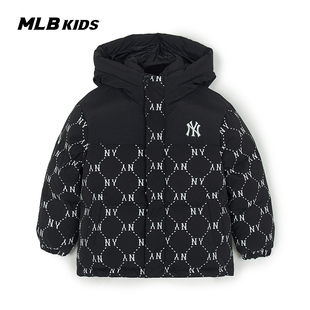 MLB儿童官方男女童摩登奢调拼色钻石老花鹅绒羽绒服25秋冬新款