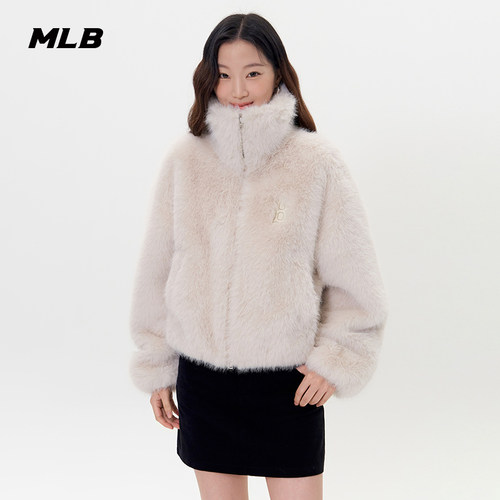 MLB官方 女款休闲百搭时尚保暖仿皮毛外套冬季新款FDB01