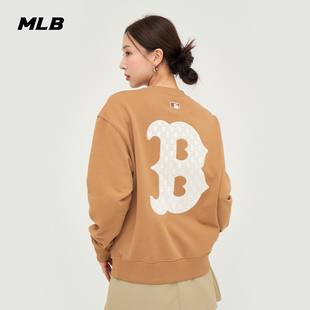 MLB官方情侣丝绒老花背标大logo宽松卫衣运动复古长袖 MTM10 24秋季
