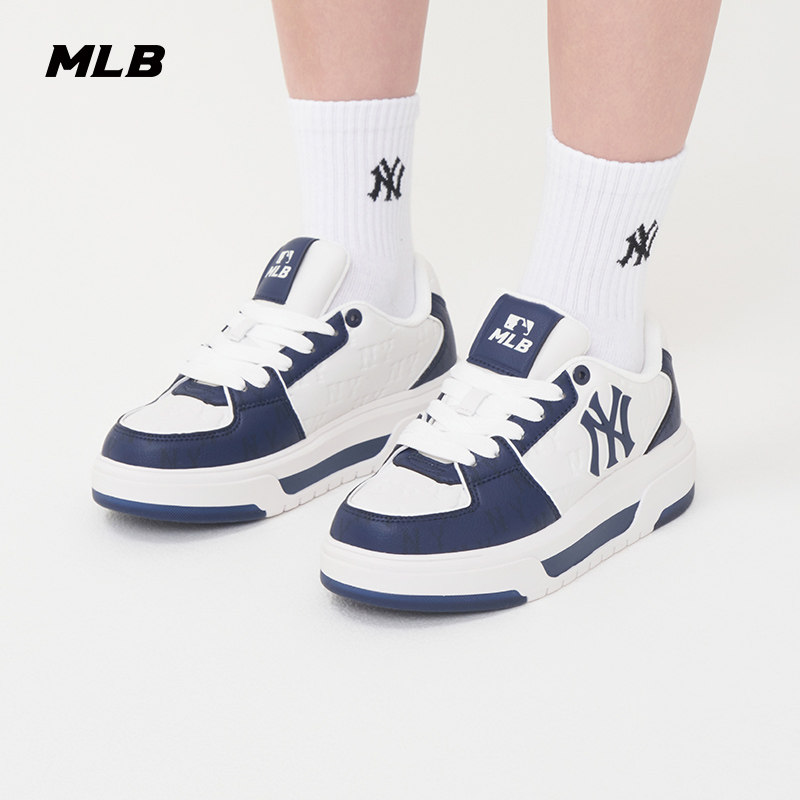 MLB官方 男女同款印刻老花厚底增高运动学长鞋板鞋春夏SXM07