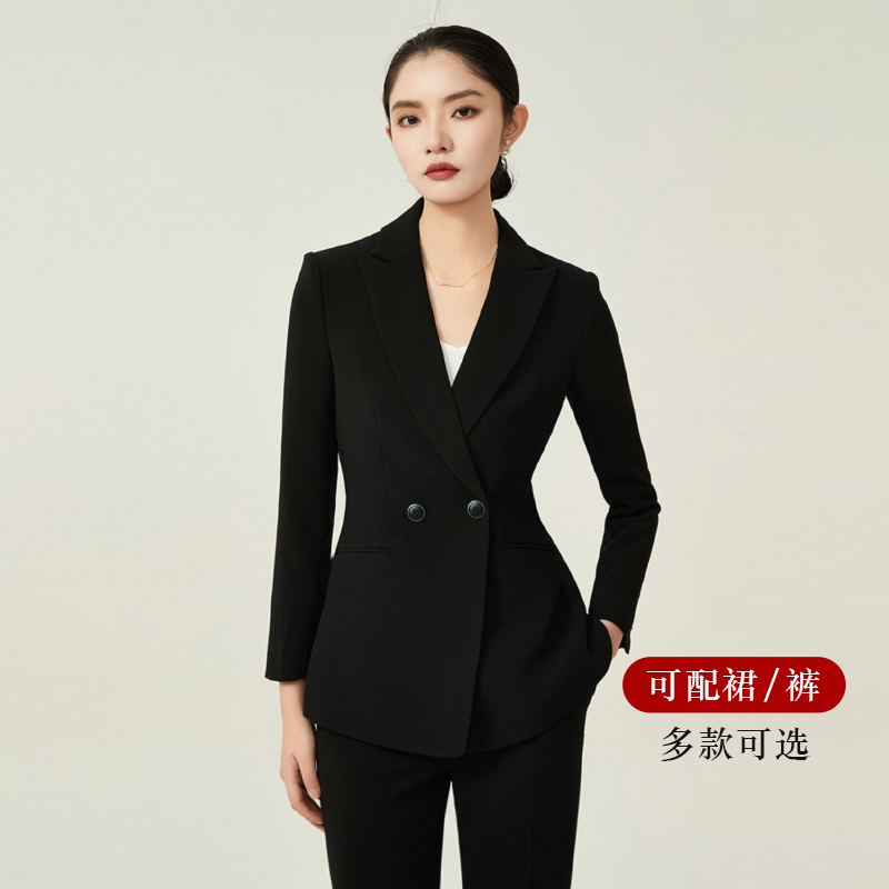 黑色春季新款西服套装女高级感职业正装公务员面试工作服西装套裙