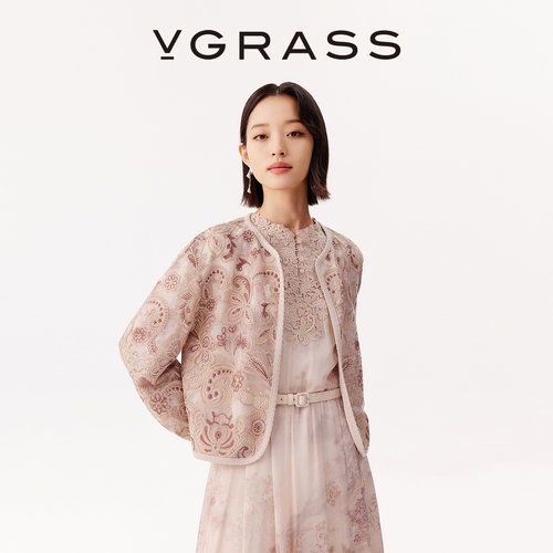 VGRASS双色盘绳绣水溶绣外套