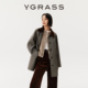 VGRASS维格娜丝秋冬新款 巴恩风撞色领色织夹色羊毛插肩廓形外套女