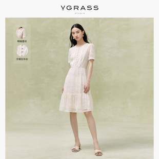 VGRASS精编蕾丝连衣裙夏季 新款 陌上花开 高端浪漫裙子女