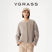 皇室婴驼 VGRASS25冬季 新款 羊驼毛混纺毛呢大衣短款 coco外套女