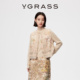VGRASS26早春新款 绵羊毛混纺含桑蚕丝重工印花叠绣合身圆领马甲女
